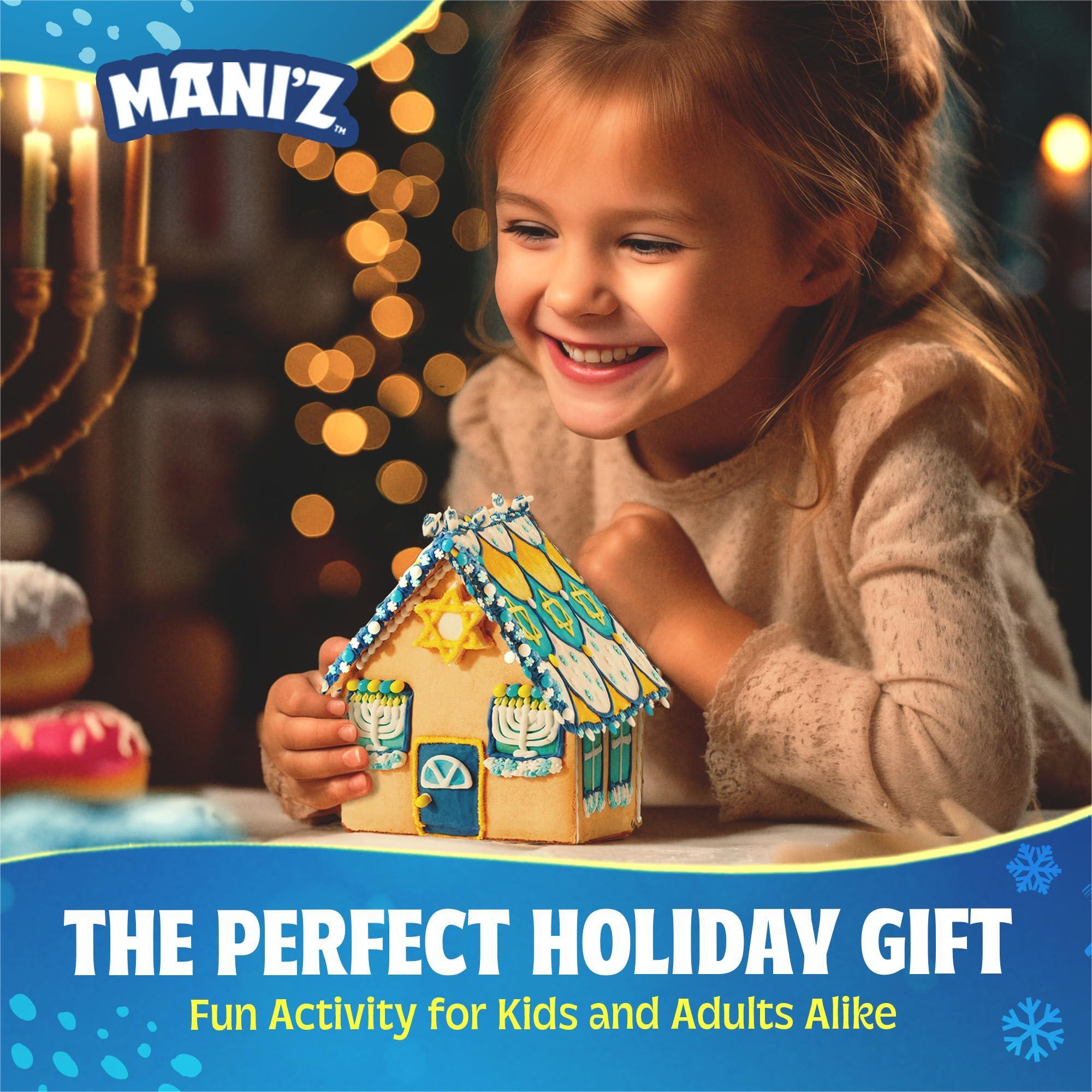 Do-It-Yourself Chanukah House Cookie Decorating Kit By Manischewitz, Easy Build Tray Included, Nut Free, Fun Hanukkah Activity for the Whole Family! - Image 3