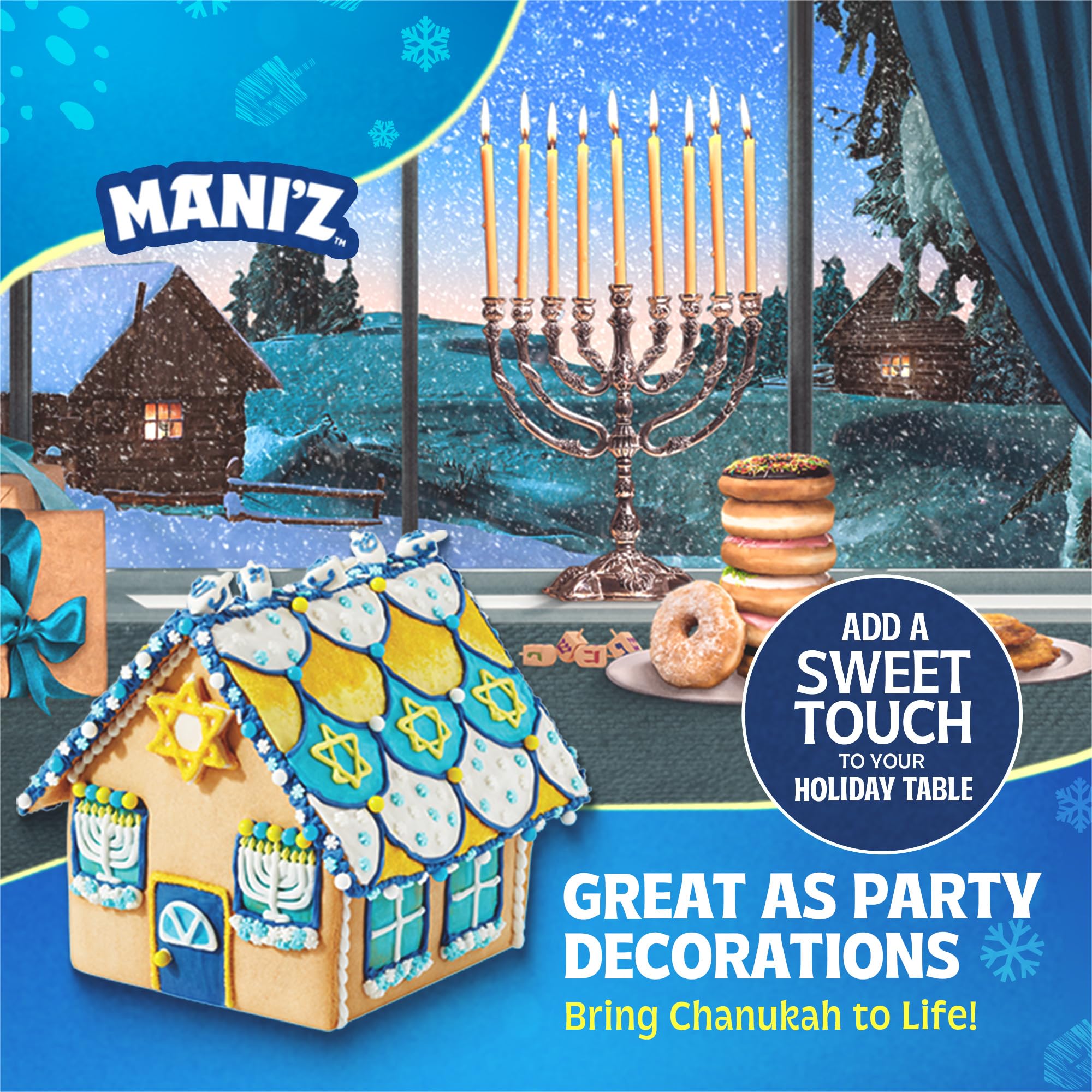 Do-It-Yourself Chanukah House Cookie Decorating Kit By Manischewitz, Easy Build Tray Included, Nut Free, Fun Hanukkah Activity for the Whole Family! - Image 4