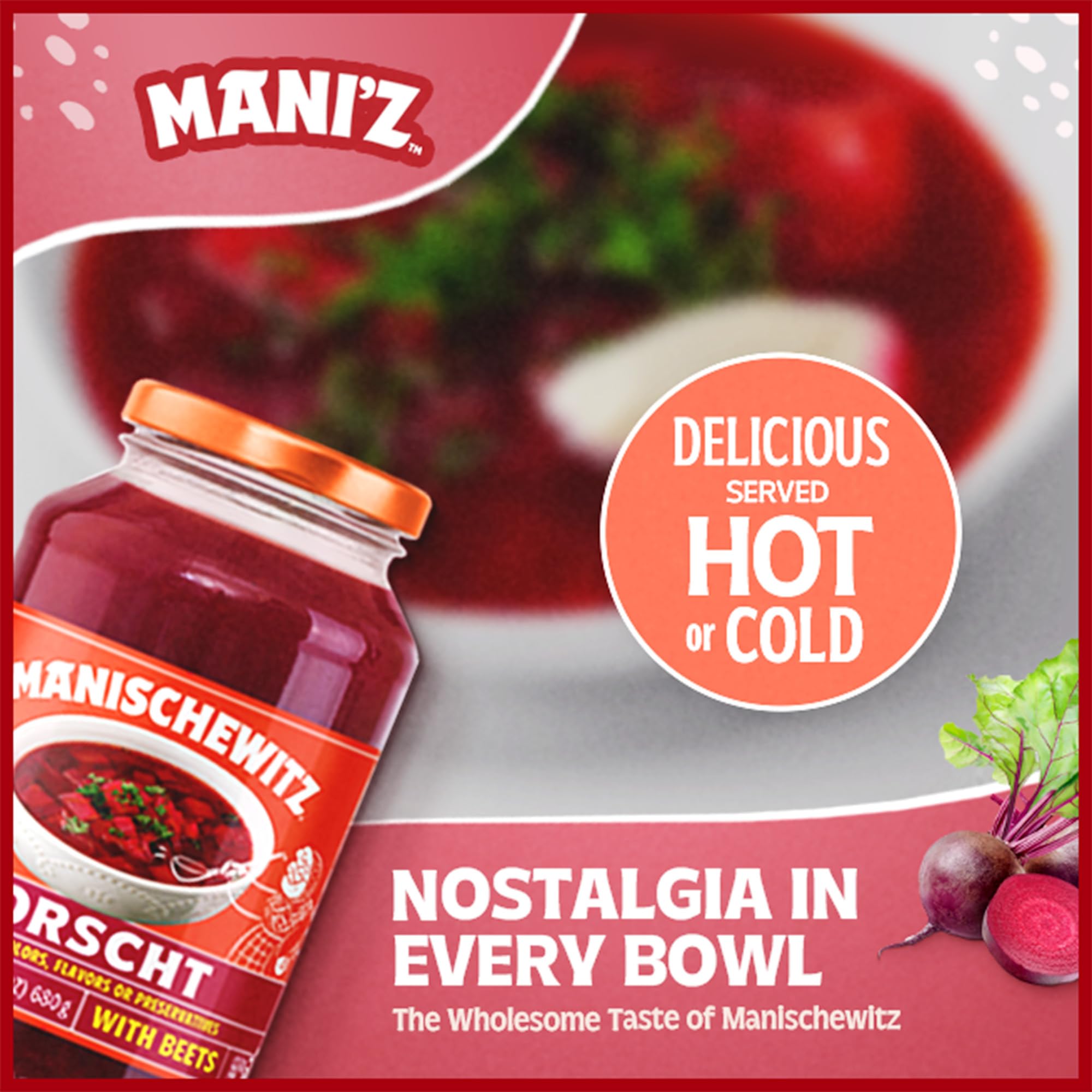 Manischewitz Borscht with Beets, 24 Oz (2 Pack) | Ready-to-Serve Beet Soup | Sweet & Tangy Flavor | Gluten-Free, Vegetarian | Kosher (including Passover) - Image 4