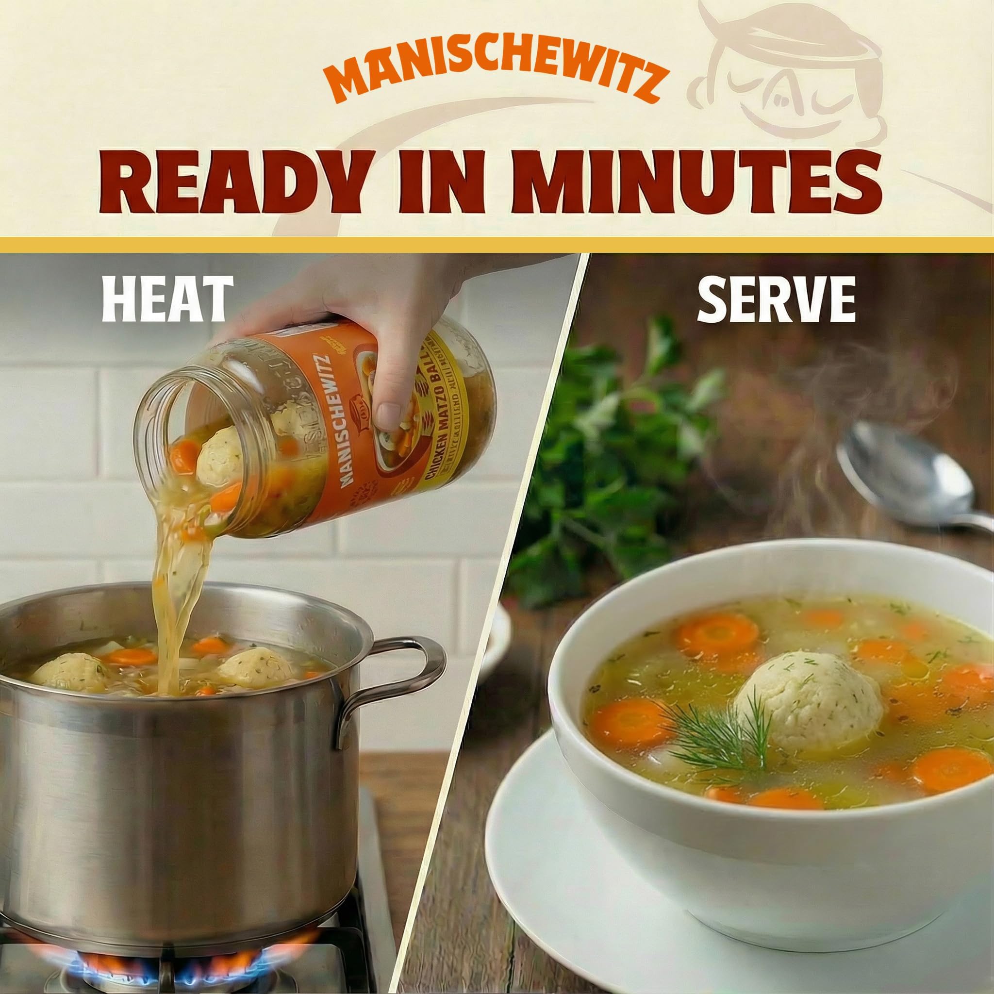 Manischewitz Chicken Matzo Ball Soup, 24 oz (4 Pack) | Authentic Homemade Taste with Real Matzo Balls | NO Artificial Flavors or Preservatives | Ready to Heat & Serve - Image 7