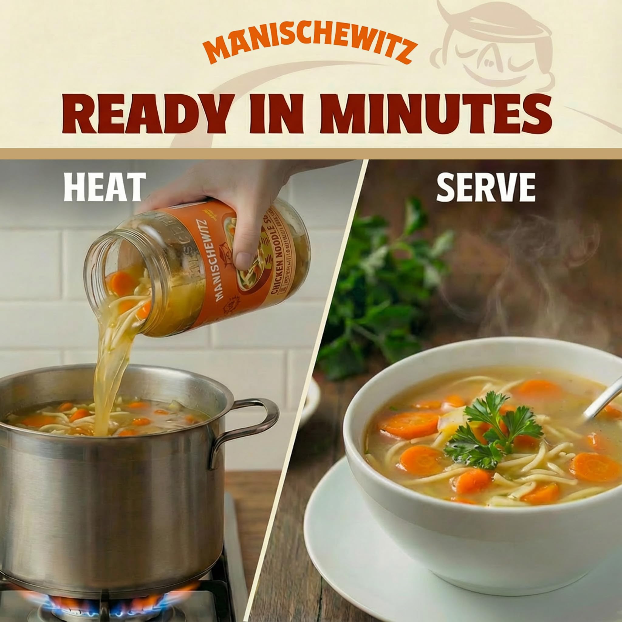 Manischewitz Chicken Noodle Soup, 24 oz (4 Pack) | Traditional Homemade Chicken Soup | NO Artificial Flavors, Preservatives | Ready to Serve - Image 7