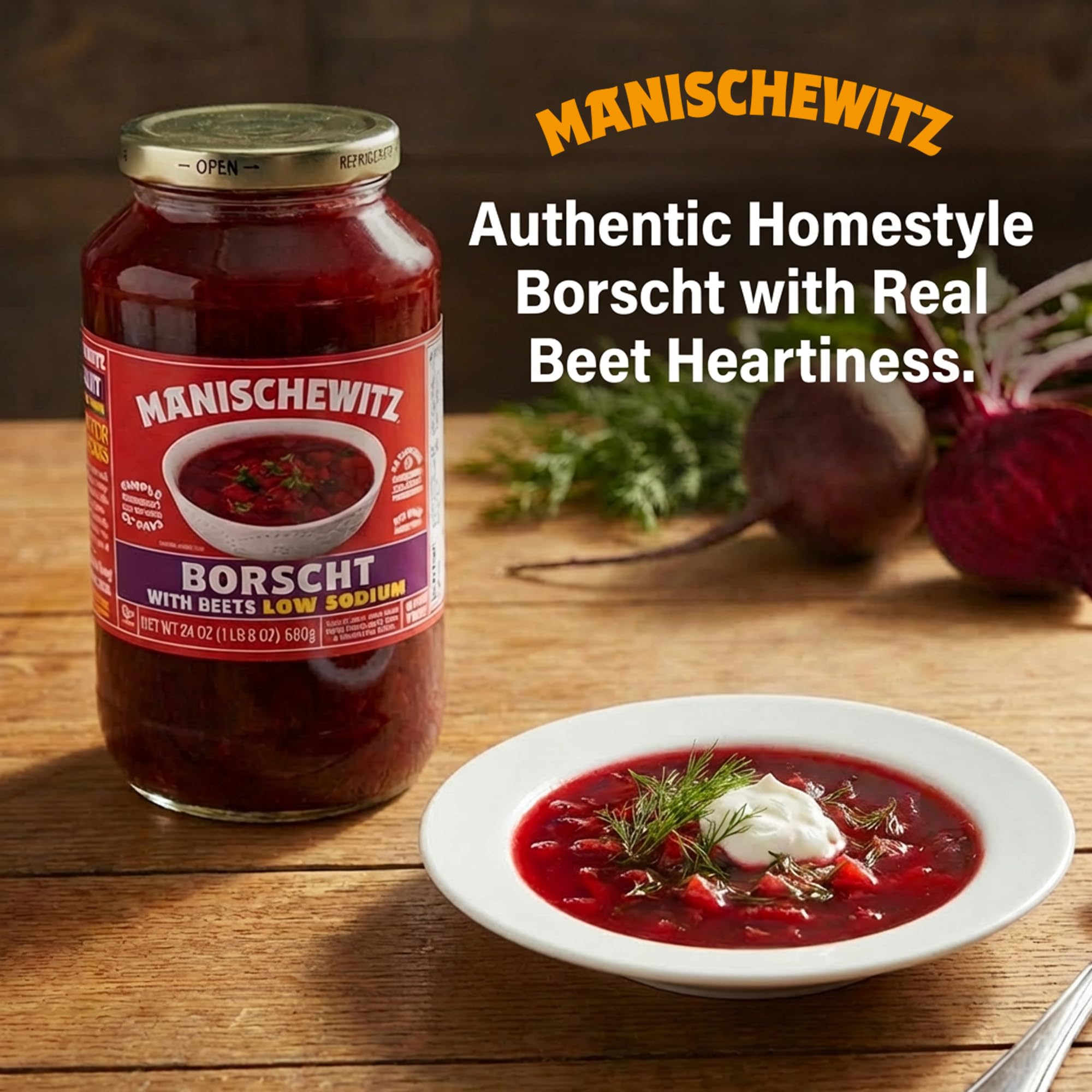 Manischewitz Low Sodium Borscht, 24 oz (4 Pack) | Ready-to-Serve Beet Soup | Sweet & Tangy Flavor | Gluten-Free, Vegetarian | Kosher (including Passover) - Image 3