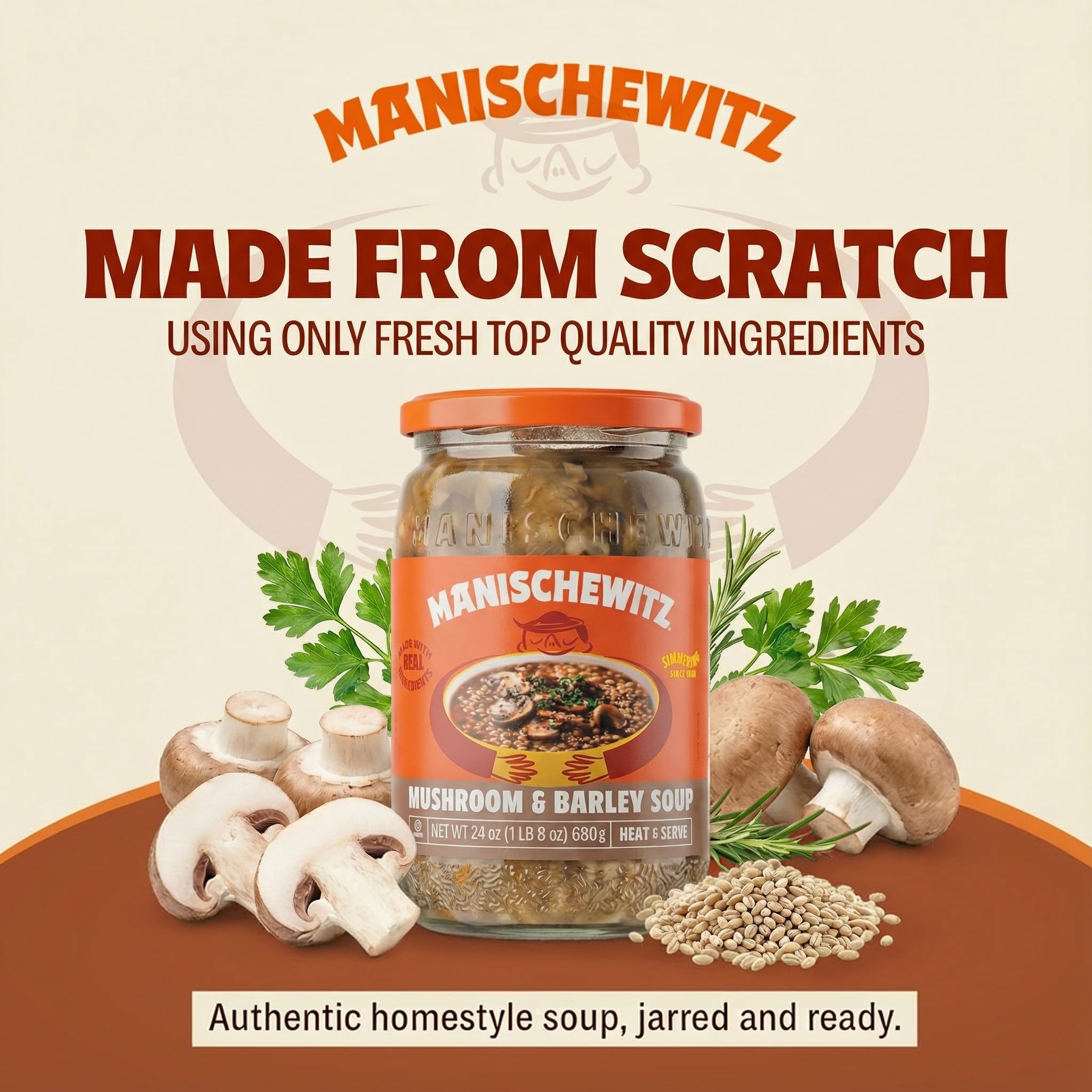 Manischewitz Mushroom Barley Soup, 24 oz (4 Pack) | Homemade Taste | No Artificial Flavors or Preservatives | Ready to Serve | Made with Real Veggies - Image 3