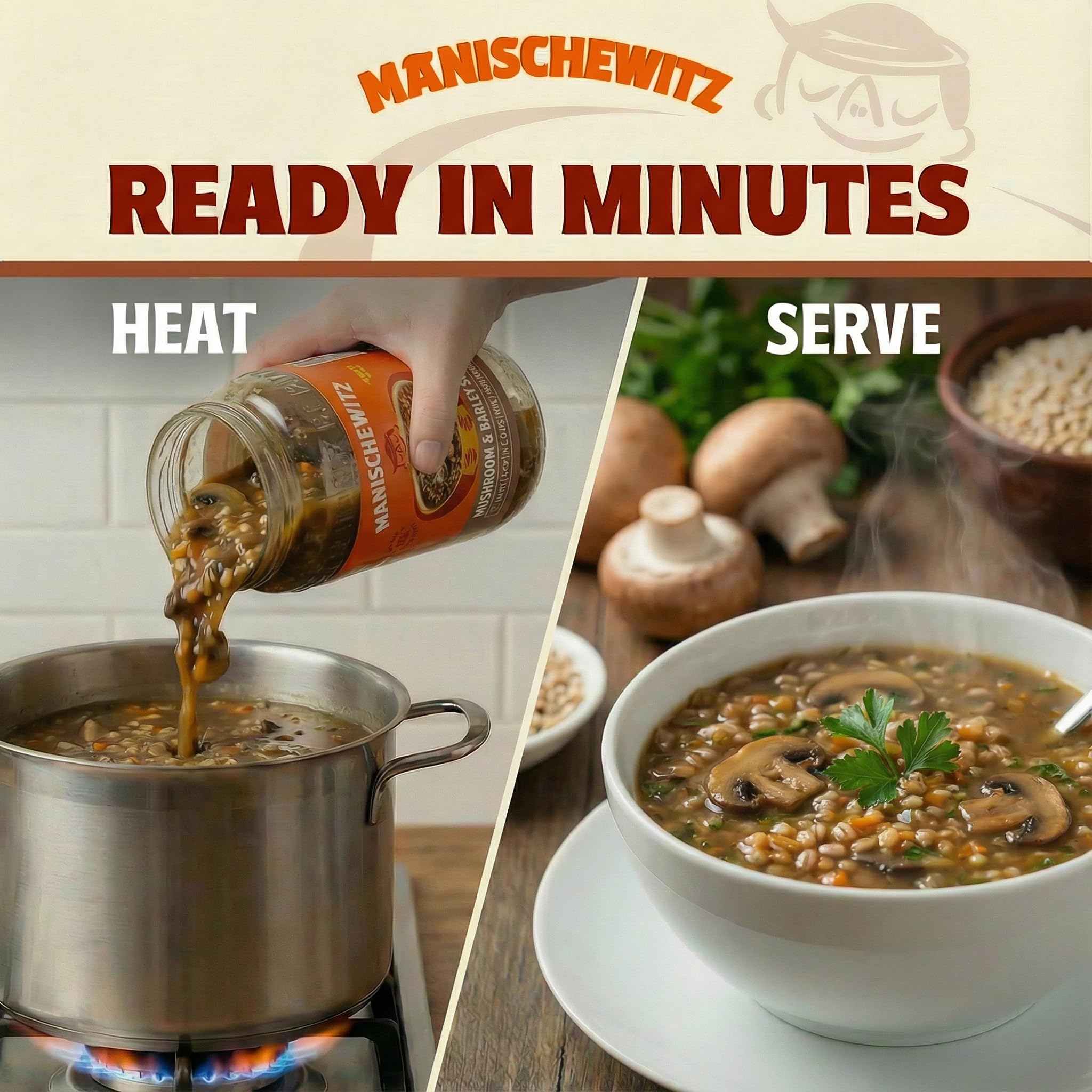 Manischewitz Mushroom Barley Soup, 24 oz (4 Pack) | Homemade Taste | No Artificial Flavors or Preservatives | Ready to Serve | Made with Real Veggies - Image 7