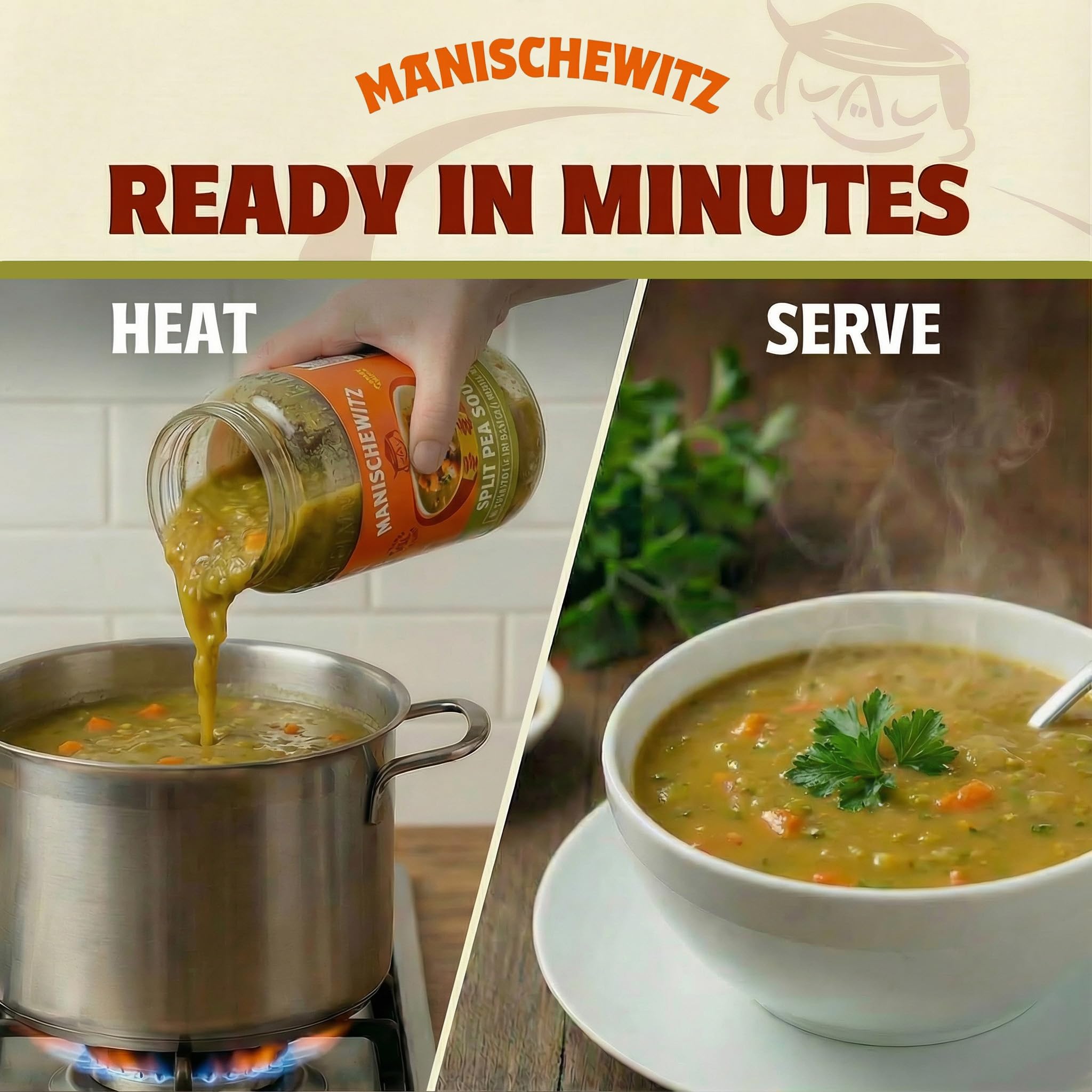Manischewitz Split Pea Soup, 24 oz (4 Pack) | Homemade Taste | No Artificial Flavors or Preservatives | Ready to Serve | Made with Real Veggies - Image 7